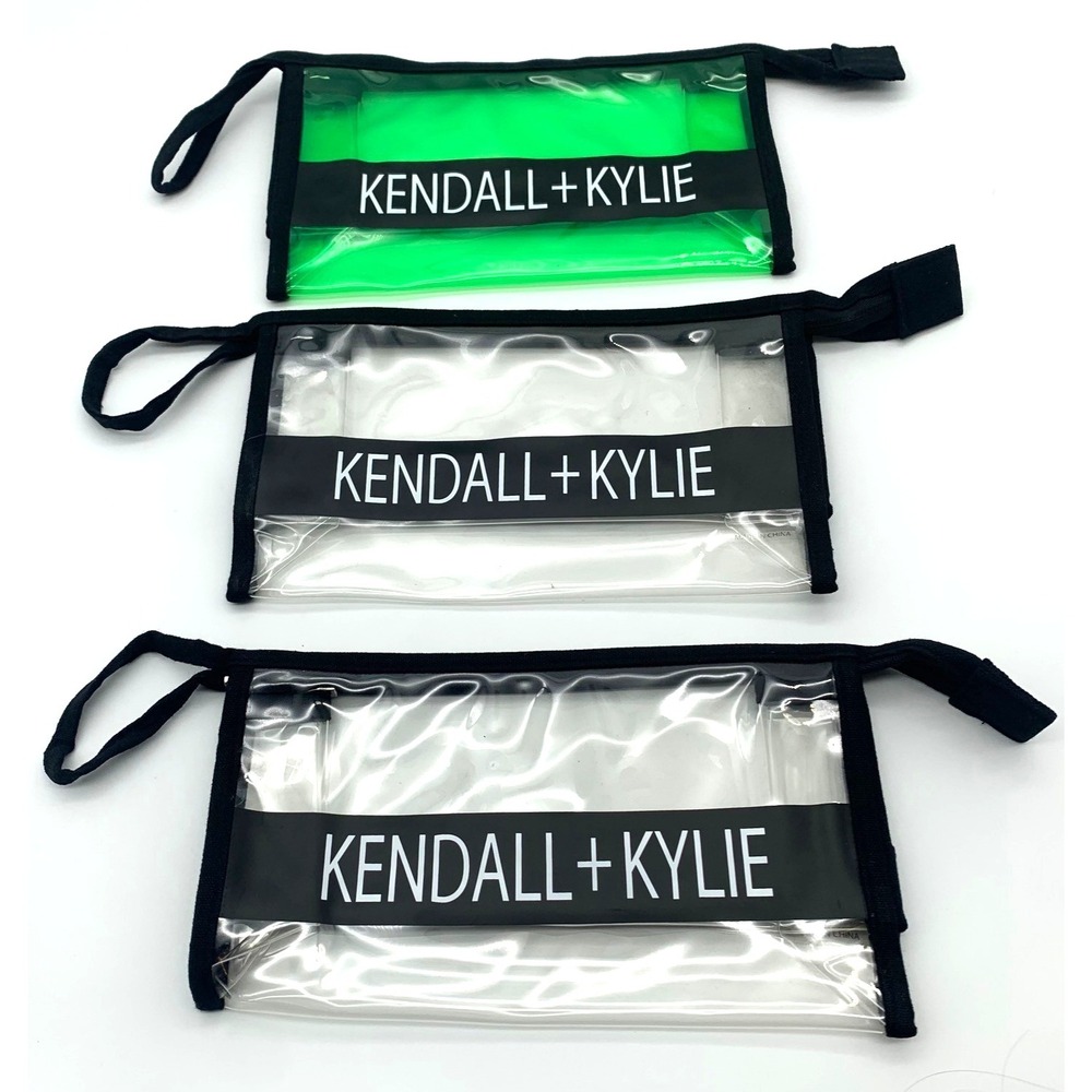 Kendall + Kylie Clear Cosmetic Bags TSA Travel Makeup Pouches Set of 3